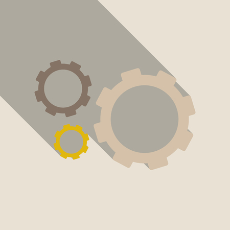 Three gear sign simple icon on background with shadowのイラスト素材