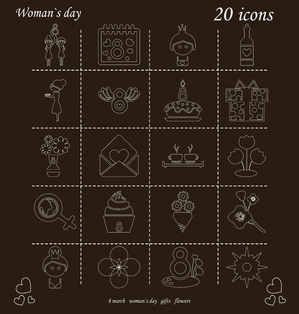 I love you womens doodle 20 icon in set of womens dayのイラスト素材