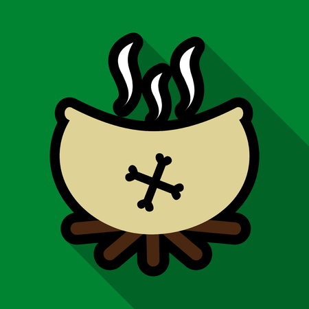 Flat icon with shadow witchs cauldronのイラスト素材