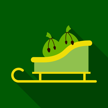 Flat Icon with shadow sleigh with giftsのイラスト素材