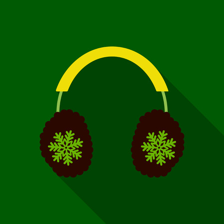 Flat Icon with shadow winter headphonesのイラスト素材