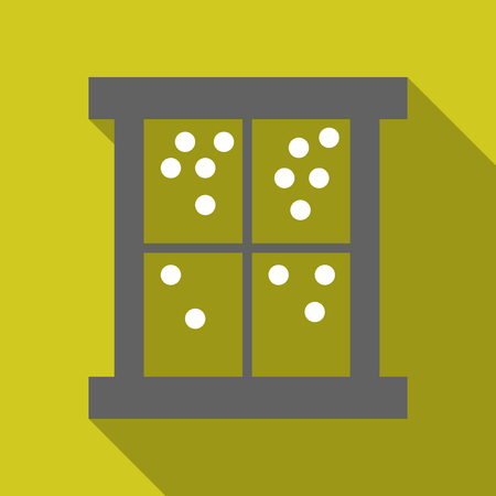 winter snowy window, christmas or new year background with four parts for your text, vector illustrationのイラスト素材