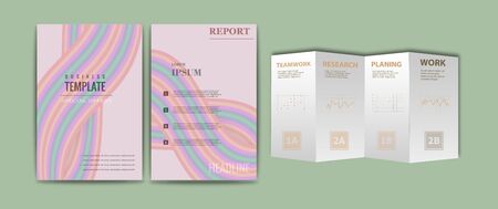 Set of abstract vector modern flyers and brochures. Business brochure flyer design layout template in A4 circlesのイラスト素材