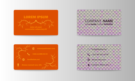 Set of modern business card print templates. Personal visiting card with company icon. Trending design illustration.のイラスト素材