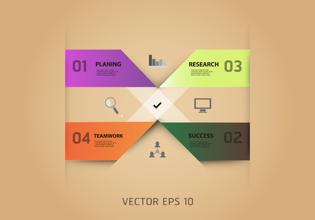 Modern strips infographics different options banner for business processes, workflow, diagram, flowcharts.のイラスト素材