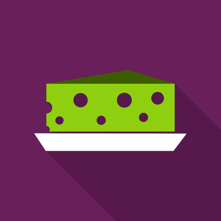 Piece of cheese on the plate with shadowのイラスト素材