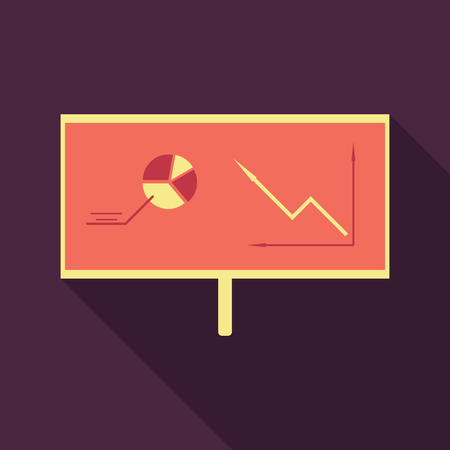 Monitors in abstract concept with information analytics and charts in flat style with shadow.のイラスト素材
