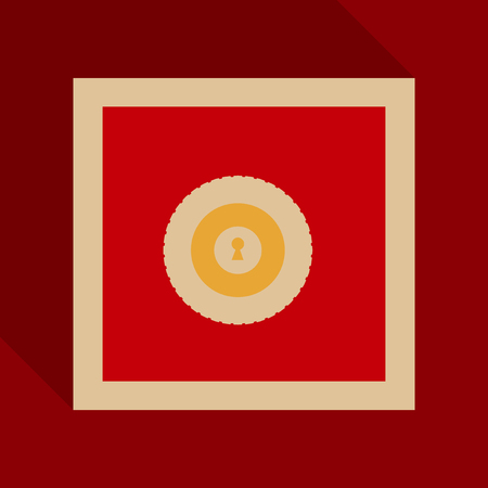 Metal bank safe vector icon in a flat style. Closed safe isolated on a colored background. Concept of the icon safe shadow at the bottom. Simple illustration of the safe.のイラスト素材