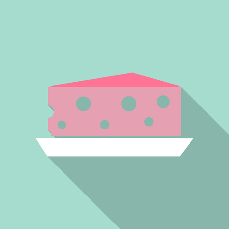 Piece of cheese on the plate with shadowのイラスト素材