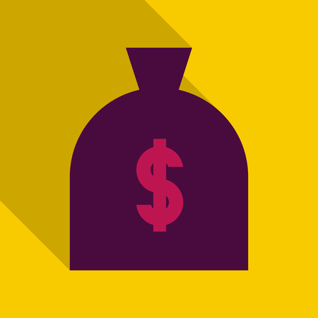 Big money bag with gold coins. Vector illustration with shadowのイラスト素材