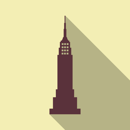 Vector illustration. Poster.Empire state building high-rise building, tourist attraction in the isometric perspective in New York. Cartoon style.のイラスト素材