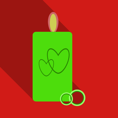 Candle with weddings rings isolated illustration on white backgroundのイラスト素材