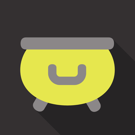 Saint Patrick's Day Gold Piled Cauldron or Caldron. Leprechaun Money Pot icon.のイラスト素材