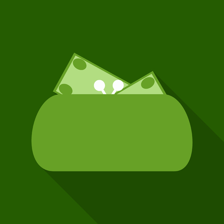 Wallet with money dollar bill flat design, vector illustrationのイラスト素材