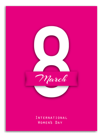 8 March greeting card template on pink background. International Womens day brochure, poster or invitation. Vector illustration.のイラスト素材