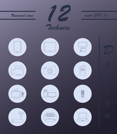 Unique thin line icons set of computer hardware and electronics parts. Premium quality outline symbol collection.のイラスト素材