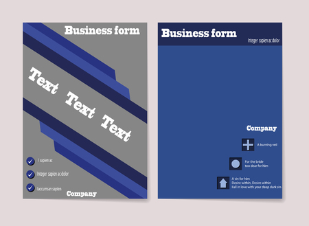 Vector Brochure Flyer design Layout template in size A4, Curve design, Blue color front page and back pageのイラスト素材