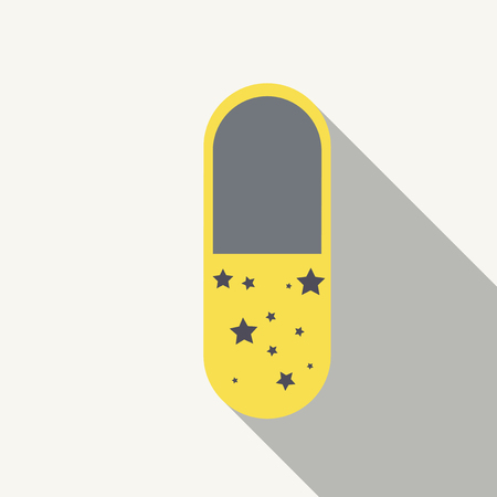 Vitamin complex of pill capsule lifestyle advertising design template. A, B and ascorbic acid C and PP or vitamin D pill Vector illustration.のイラスト素材