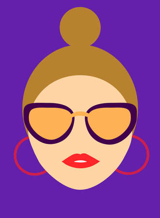 Vector illustration of a woman wearing orange glassesのイラスト素材