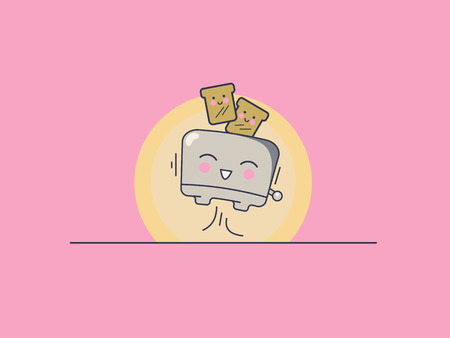 Vintage food poster design with bread, butter toaster character.のイラスト素材