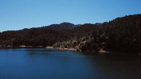Ruth Lake in California, view over the lake and forest from above. Drone picture. Nature in North America.の写真素材
