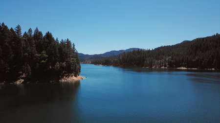 Ruth Lake in California, view over the lake and forest from above. Drone picture. Nature in North America.の写真素材