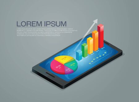 business graph mobile phoneのイラスト素材