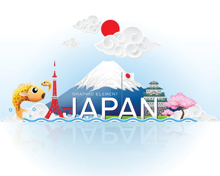 japan infographic travel place and landmark Vector Illustrationのイラスト素材