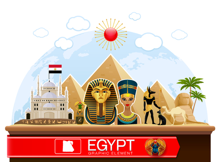 egypt landmarks  building of historyのイラスト素材