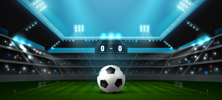 soccer football stadium spotlight and ball background with glitter light vectorのイラスト素材