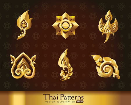 Thai art pattern vector setのイラスト素材