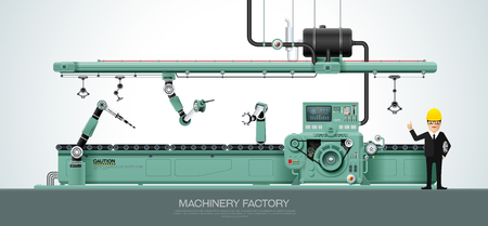 Industrial machine Factory construction equipment engineering vector illustration.のイラスト素材