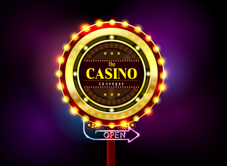 casino sign neon light outdoor vector illustrationのイラスト素材