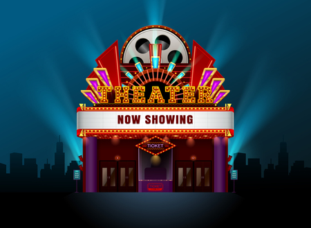 theater cinema building vector easy to change color and objectのイラスト素材