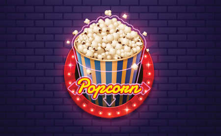 light sign popcorn brickwall background vector illustrationのイラスト素材