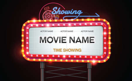 light sign billboard cinema theatre vector illustrationのイラスト素材