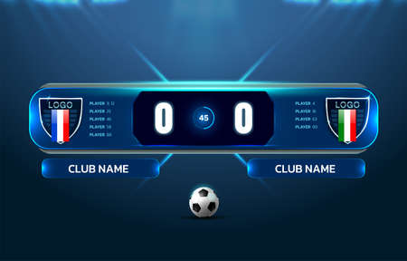 soccer football stadium spotlight and scoreboard background with glitter light vector illustrationのイラスト素材