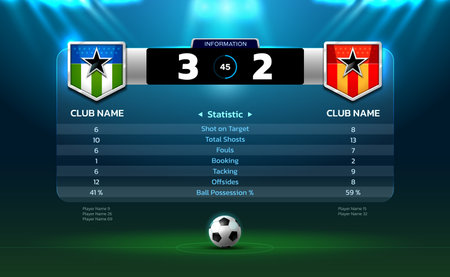 scoreboard soccer football and stadium spotlight background with glitter light vector illustrationの写真素材