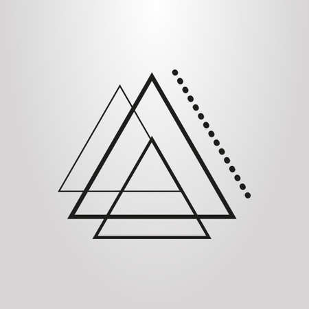 black and white simple vector line art abstract geometric triangles pictogramのイラスト素材