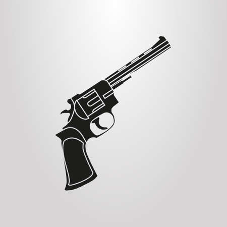 black and white simple vector pictogram of handgun revolver shapeのイラスト素材