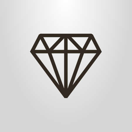 black and white simple geometric vector line art gem pictogramのイラスト素材
