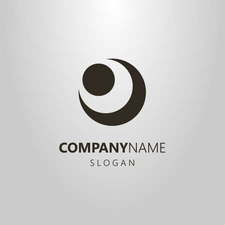 black and white simple vector logo of the abstract figure of the moon and sunのイラスト素材