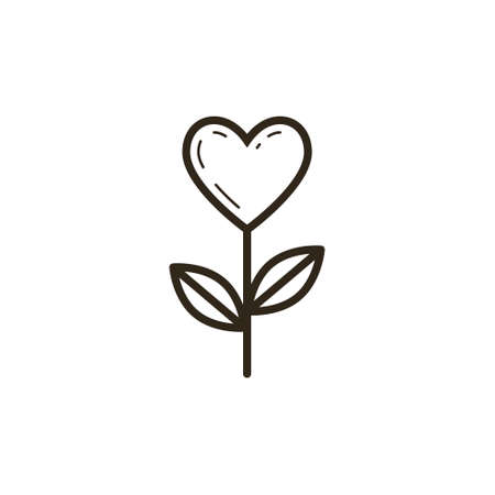 black and white simple vector line art icon of the flower of loveのイラスト素材