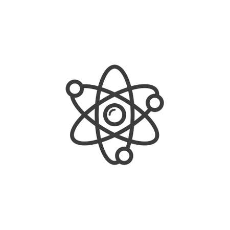 black and white simple vector line art outline atom iconのイラスト素材