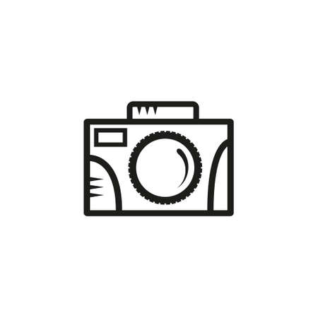 black and white outline vector camera iconのイラスト素材