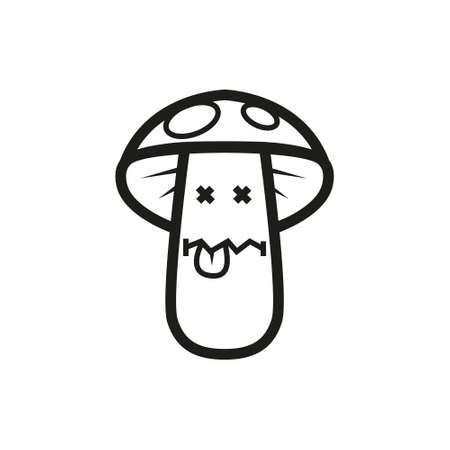 black and white outline icon of a poisonous mushroom strokeのイラスト素材