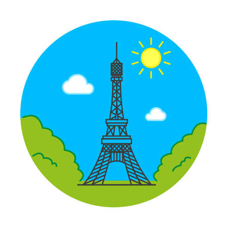 Colored simple vector art illustration of an Elfel towerのイラスト素材