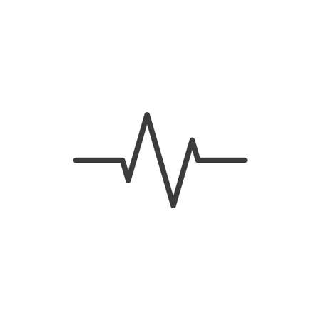 black and white simple vector line art heart rate iconのイラスト素材