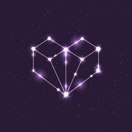 colored constellation illustration in the shape of a heart in space
