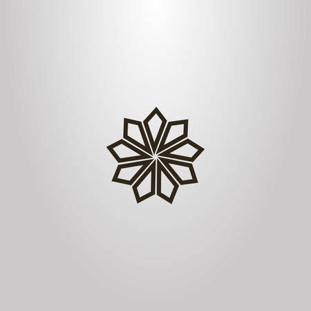 black and white simple vector geometric flower sign with a spiral in the centerのイラスト素材